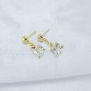 Brinco infantil pedra cristal quadrado base lisa